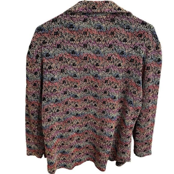 Vtg Chicos Design Button Up Womens 1 Knit Floral Flower Motif Eclectic Grandma - Picture 3 of 5